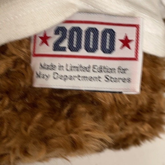 VINTAGE 2000 GUND STAR AND STRIPES WISH BEAR Brown Shaggy STUFFED ANIMAL PLUSH - Picture 8 of 10